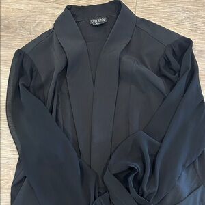 City Chic Elegant Black Blazer. Sheer 3/4 sleeves.